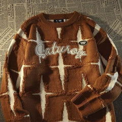 HEARUJOY - American Retro High Street Star Sweater Men's Spring Autumn Loose Lazy Style Oversize Japanese Knitted Jacket