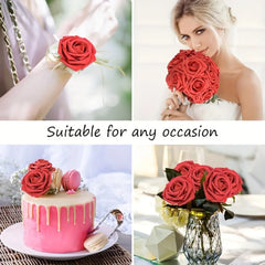 YICKYUE - 100pcs Delicate Artificial Roses with Stems Foam PE Roses Realistic Appearance DIY Wedding Bouquet Decoration Flowers Art Decor