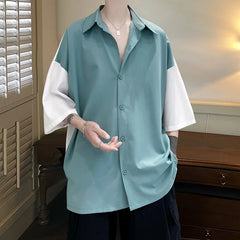 HEARUJOY - Summer Short Sleeve Shirt Men Fashion Oversized Ice Silk Shirt Men Streetwear Loose Casual Shirts Mens Hawaiian Shirt M-3XL