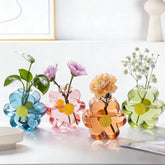 YICKYUE - 4pcs Colorful Floral Glass Vases Creative Hydroponic Flower Arrangement Vases Nordic Home Office Wedding Decoration