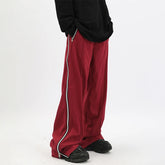 Hearujoy Y2K Wide Leg Pants with Side Zips Men Sweatpants Male Loose Casual Sport Red Black Trousers Zipper Split Streetwear