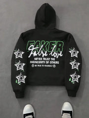 Hearujoy Hip hop street vintage letter star print hoodie men y2k Brother Harajuku fashion trend couple casual loose oversized sweatshirt