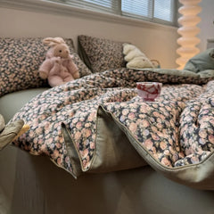 YICKYUE - 1pc Flower Print Comforter For Summer Autumn Winter,Pure Cotton Gauze Face Thick Quilt Core Blanket For Single Drop Shipping