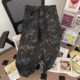 Hearujoy Gothic Punk Snake Pattern Camouflage Wash Baggy Jeans Men and Women Casual Straight Wide Leg Scimitar Pants Harajuku Streetwear