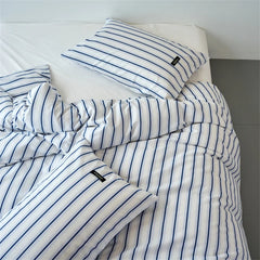 YICKYUE - 3pcs Duvet Cover Set 100% Cotton Quilt Cover+Pillowcase For All-Seasons Stripe Comforter Cover Single Queen Home Bedding