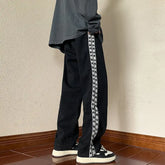 HEARUJOY - Ribbon Jeans Men Summer American Street Spring and Autumn Pants Retro Floor-length Wide-leg Pants High Street Straight Pants