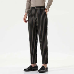 HEARUJOY - Men's Spring and Fall New Fashion Striped Business Casual Nine Straight Leg Suit Pants