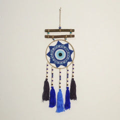 YICKYUE - Wooden Beads Dream Catcher Net Tree Branches Hand Woven Tapestry Moon Sun Wall Blanket Covered Pipeline Vintage Art Pendant 1pcs