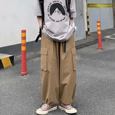 HEARUJOY - Summer Thin Work Pants Men's Trendy Casual Loose Cuffed Hong Kong Sle Cotton Youthful Energy Sle Straight Leg Pants
