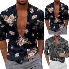 HEARUJOY - Men'S Hawaiianss Floral Shirts Button Down Holiday Beach Shirts Summer Outfits Fashion Regular Cuff Men'S Shirt With Pocket