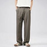 HEARUJOY - New Fashion Men's Suit Pants Summer Single Pleated Casual Wide Leg Draped Full Length Trousers Thin Male Bottoms