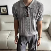 HEARUJOY - Summer New Men's Knitted Short-Sleeved Polo Shirt American Retro Fashion Trend Casual Simple Loose Breathable Niche Men's Tops