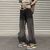 Hearujoy American Street Wash Gradient Jeans Men's Spring New Vibe Loose Straight Leg Wide Leg Pants Black Blue Grey Y2k Pants