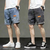 Hearujoy New Summer Men's Washed Denim Shorts American Retro Solid Color High Street Shorts Loose Casual Straight Large Size Denim Shorts