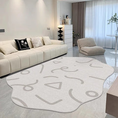 YICKYUE - Cream Style Carpets for Living Room Irregular Shapes Bedroom Decor Carpet Thick Plush Lounge Floor Mat Cloakroom Fluffy Soft Rug