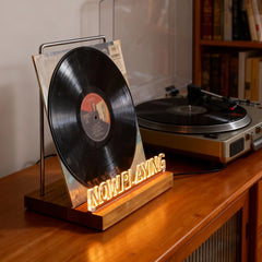 YICKYUE - Vinyl Record Holder Stand, Coffee Shop Decor Aesthetic CD Shelf Display Rack, Retro Wooden Cookbook Stand for Kitchen Counter Ru