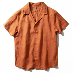 HEARUJOY - Men's Pure Linen Shirt Short Sleeve Summer Thin Breathable Simple Lapel Shirt Chinese Style Male Hemp Half Sleeve Blouse Tops