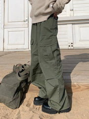 Hearujoy Techwear Parachute Wide Cargo Pants Men Hip Hop Wide Leg Trousers Male Quick Drying Streetwear Loose Oversize Korean