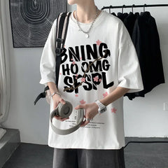 HEARUJOY - Men's CottonT-shirt Letters Mens Summer T Shirts White Fashion 5XL Oversized Tee Shirts Casual Tshirt for Man