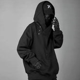 Hearujoy Oblique Placket Punk Hip Hop Hoodies Men Women Tactical Techwear Street Casual Sweatshirt Sudaderas
