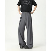 HEARUJOY - Grey Suit Pants Men Fashion Society Mens Black Dress Pants Korean Loose Casual Straight Pants Mens Office Formal Trousers M-3XL
