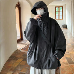 Hearujoy Streetwear Spring Autumn Hooded Casual Jackets For Men Outdoor Black Windbreak Bomber Men's Jacket Coat