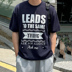 HEARUJOY - Korean Style Men's Tees Round Neck Letter Printing Casual Tops Contrast Color Short Sleeved Male Pullover T-shirt