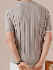 HEARUJOY - Cotton Linen Blend Italian Henley Collar Short Sleeve Polo Shirt Men Social Club Outfits Summer Top Thin T-Shirt Tee Shirt Homme