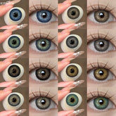 YICKYUE - 1pair Color Contact Lenses with Eyes Natural Blue Contact Lenses Brown Pupils Beauty Gray Lenses Yearly Green Contacts
