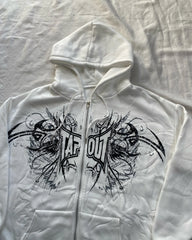 HEARUJOY - Retro Tapout Zipper Oversized Hoodies Women Hip hop Fashion Sweater American Vintage Y2k Tops Couples Harajuku Gothic Streetwear