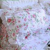 YICKYUE - 1 Pc Rose Print Pillow Case, Large Ruffle Cover, Floral Lace Pillowcases, Bed Pillowcase, Luxury Home Textile