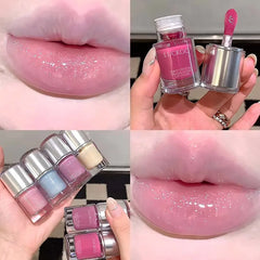 YICKYUE - Shining Crystal Clear Lip Gloss Moisturizing Mirror Lip Glaze Long-Lasting Non-stick Cup Transparent Purple Water Light Lip Oil