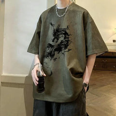 HEARUJOY - Man Tee Shirts Cotton Oversized O Neck Watercolor T Shirt for Men Luxury High Quality Cool New In Cheap Clothes Party Summer Top