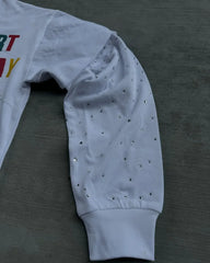 Hearujoy American New Vintage Flash Diamond Long Sleeves Y2K Gothic Letter Pattern T-shirt Men High Street Hip Hop Punk Loose Streetwear