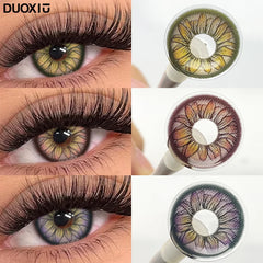 YICKYUE - 1Pair Colored Contact Lenses with Prescription New Brown Daisy Contact Lenses Purple Beautiful Pupils Soft Contact Lenses