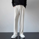 HEARUJOY - Korean Men Casual Suit Pants Elastic Waist Straight Wide leg Trousers Spring Autumn Fashion Youth Pant Streetwear High Quality