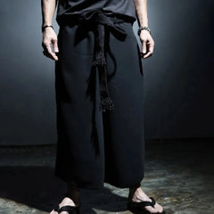 HEARUJOY - XS-6XL Y2k Belt Dark Style Casual Skirt Pants Genderless Unisex Streetwear Fashion Versatile Samurai Pants Hakama Pants 2025 New
