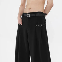Hearujoy Mens Y2k Basic High Waist Casual Pants 2024 New Genderless Fashion Individuality Pocket Simple Solid Color Wide Leg Pants Unisex