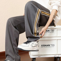 HEARUJOY - New American Streetwear Pants Men Autumn Fall Casual Sports Pants Fashion Classic Side Stripes Matching Color Pants