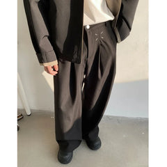 HEARUJOY - Suit Pants Men Society Mens Black Dress Pants Korean Loose Casual Wide Leg Pants Mens Office Formal Trousers Plus Size 5XL