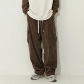 Hearujoy Corduroy Cargo Pants Men Japanese Streetwear Black Cargo Trousers Male Hip Hop Harajuku Brown Loose Vintage Korean