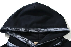 Hearujoy Retro Distressed Graffiti Letter Embroidery Washed Black Sweatshirts Mens and Womens Pullover Ropa Hombre Baggy Hooded Hoodies