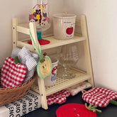 YICKYUE - Desktop Cup Storage Rack Organizer Imitation Rattan Cup Rack Double-layer Coffee Corner Cup Sundries Storage Rack Kitchen Shelf