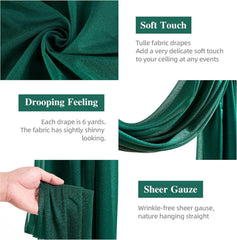 YICKYUE - 6/8/10M Sage Green Wedding Arch Draping Fabric Festival Party Ceremony Decoration Wrinkle-Free Curtain Reception Pendant 1 Panel