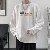 HEARUJOY - Men's Cotton Plain T-shirts White Full Sleeves Fashion Mens Oversized T Shirt 5XL Casual Wear Letter Print Tee Shirts for Men
