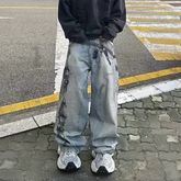 Hearujoy High Street Washed Blue Baggy Jeans for Men and Women Striaght Vintage Casual Denim Trousers Oversized Ropa Hombre Cargos