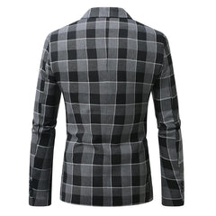 YICKYUE - Streetwear Men Blazers Jacket Handsome Trend One Button Men's Plaid Suit Coats Spring Autumn Business Boutique Mens Clothing