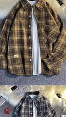 HEARUJOY - Plaid Shirt Men's Long Sleeve Student Fashion Brand Loose Jacket