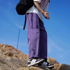 Hearujoy Wide Leg Cargo Pants Male Japanese Khaki Outdoor Loose Casual Trousers Big Size Harajuku Korean Streetwear Hip Hop