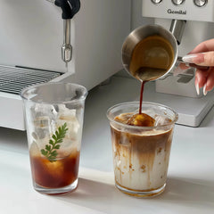 YICKYUE - Korean-style reverse-mouth glass cup, Ins-inspired coffee, milk tea, latte, bubble water, breakfast cup